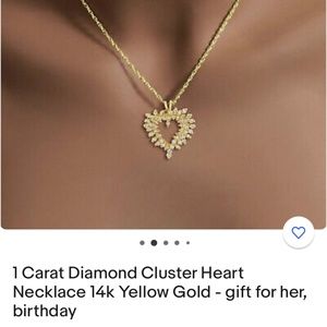 14 Carat Diamond Cluster Heart Necklace